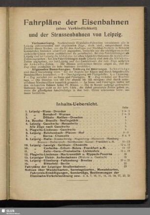 Fahrpläne der Eisenbanen und der Strassenbahnen von Leipzig
