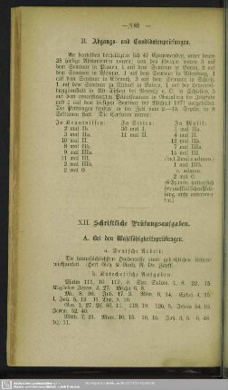 XII. Schriftliche Prüfungsaufgaben