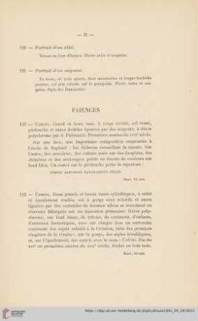 Faiences (Nr. 122 - 199)