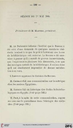 Séance du 1er Mai 1885