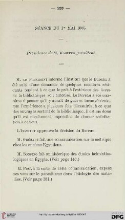 Séance du 1er Mai 1885