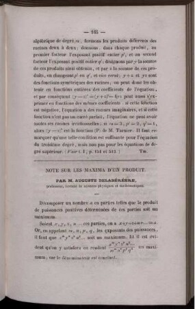 Note sur les maxima d´un produit.