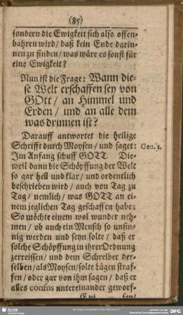 Wann diese Welt erschaffen sey von GOtt, an Himmel und Erden, und an alle dem was drinnen ist?