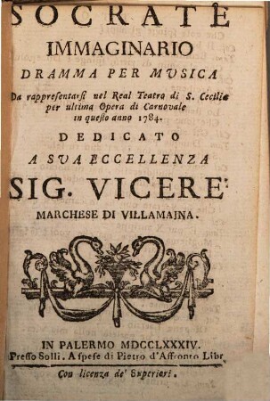 Socrate immaginario : Dramma per musica