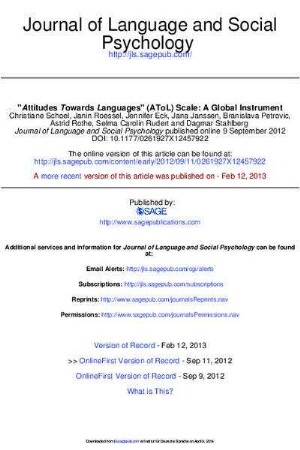 Attitudes Towards Languages (AToL) scale : a global instrument