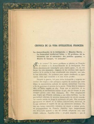 Crónica de la vida intelectual francesa