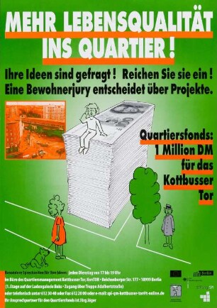Plakat: "Mehr Lebensqualität ins Quartier! Ihre Ideen sind gefragt!"