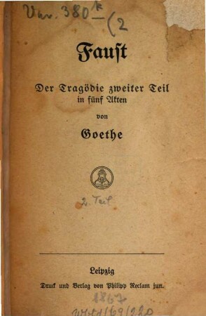 Faust : eine Tragödie, 2
