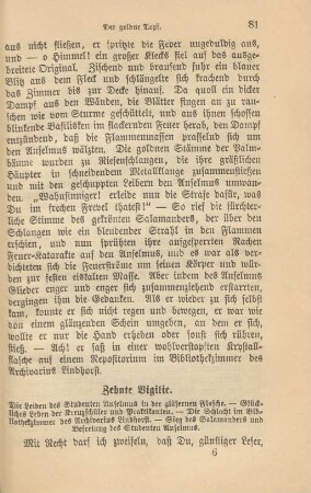 Zehnte Vigilie. Die Leiden des Studenten Anselmus in der gläsernen Flasche ...