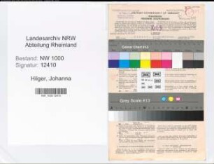 Entnazifizierung Johanna Hilger, geb. 04.04.1914 (Stenotyp.)