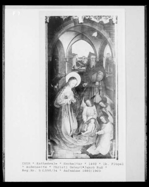 Hochaltar, linker Altarflügel mit der Geburt Christi