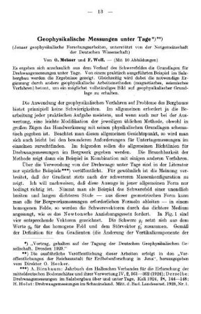 Geophysikalische Messungen unter Tage