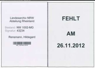 Entnazifizierung Hildegard Rensmann , geb. 11.02.1913 (Hoteldirektor)