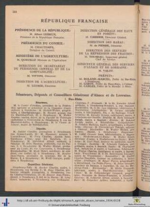 Autorités, établissements, organisations diverses et sociétés agricoles en Alsace et Lorraine.