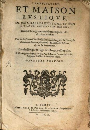 L' agriculture et maison rustique