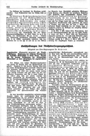 Entscheidungen des Reichsversorgungsgerichtes