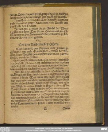 VII. Von dem Nachtmahl des Herrn.
