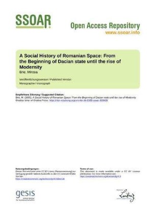 A Social History of Romanian Space: From the Beginning of Dacian state until the rise of Modernity
