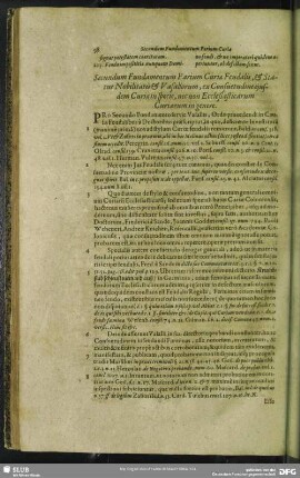 Secundum Fundamentum Parium Curiae Feudalis, & Status Nobilitatis & Vasallorum, ex Consuetudine eiusdem Curiae in specie, nec non Ecclesiasticarum Curiarum in genere