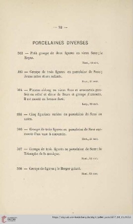 Porcelaines Diverses (Nr. 302 - 313)