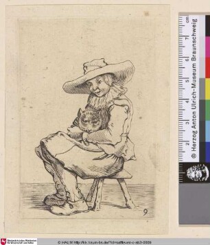 [Sitzender Junge mit einer Katze auf seinem Schoß; Seated boy holding a cat in his lap]