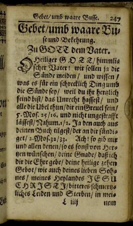 Gebet/ umb waare Buse und Bekehrung.
