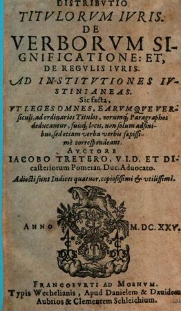 Distributio Titulorum Iuris ... ad Institutiones Iustinianeas facta
