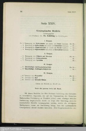 Serie XXIV. : Kinematische Modelle nach Fr. Schilling