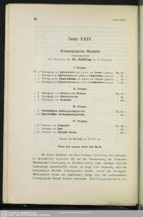 Serie XXIV. : Kinematische Modelle nach Fr. Schilling