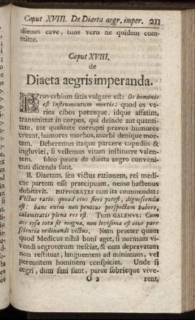 Caput XVIII. de Diaeta aegris imperanda