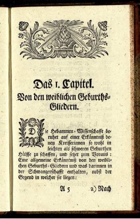 Das 1. Capitel. Von den weiblichen Geburths-Gliedern.