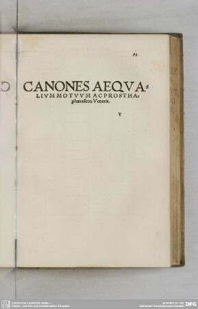 Canones Aequaliummotuum ac Prosthaphaereseon Veneris.
