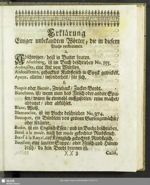 Erklärung Einiger unbekandten Wörter, die in diesem Buche vorkommen