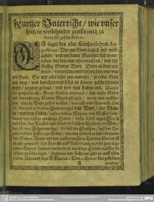 Kurtzer Unterricht, wie unser hertz in vorstehender grosser noth zu beten sol geschickt sein