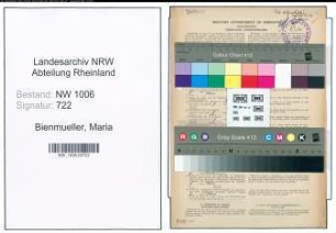 Entnazifizierung Maria Bienmueller , geb. 02.05.1921 (Postangestellte)