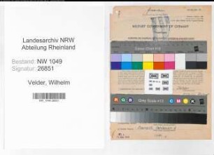 Entnazifizierung Wilhelm Velder , geb. 29.01.1905 (Kaufmaennischer Angestellter)