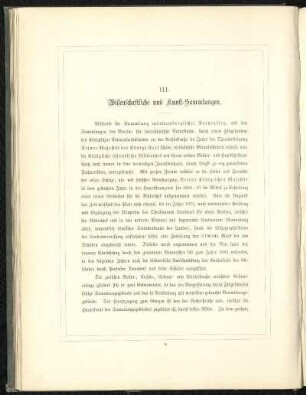 III. Wissenschaftliche und Kunst-Sammlungen.