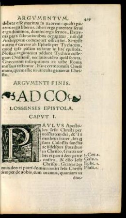Ad Colossenses Epistola.