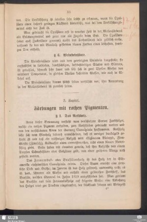 3. [4.] Kapitel. Färbungen mit rothen Pigmenten
