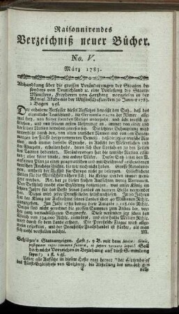 No. V. März 1783.