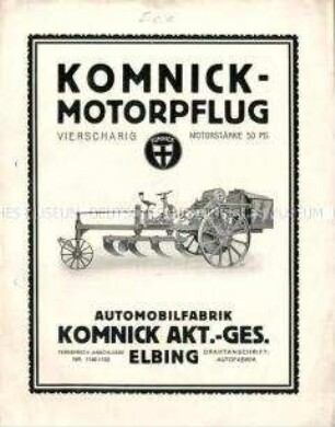 Komnick-Motorpflug / Vierscharig / Motorstärke 50 PS.