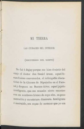 Mi tierra: Las ciudades del interior : (Recuerdos del norte)