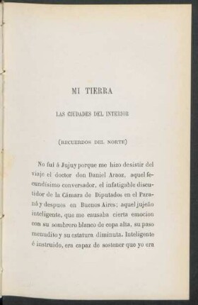 Mi tierra: Las ciudades del interior : (Recuerdos del norte)