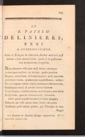 Epistolae. Ad R. Patrem Delinieres