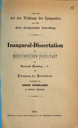 Ueber die Art der Wirkung der Epispastica und über deren therapeutische Anwendung