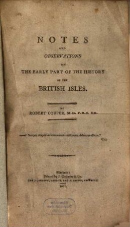 Notes and observations on the early part of the history of the British Isles