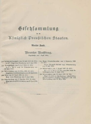 Neunter Nachtrag