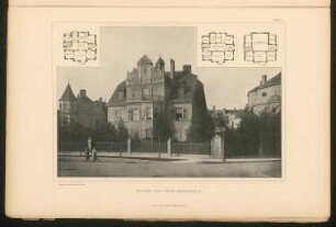Villa Theuer, München: Ansicht und Grundrisse (aus: Stadt- und Landhäuser, hrsg. von Ernst Wasmuth, Berlin 1894)
