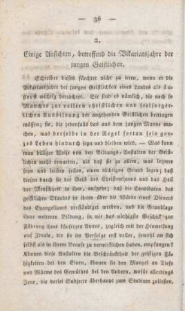 36-62 Einige Ansichten, betreffend die Vicariatsjahre der jungen Geistlichen