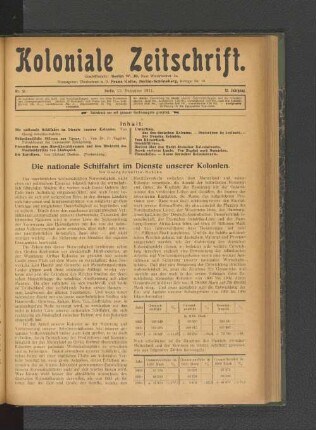 Nr. 51. Berlin, 15. Dezember 1911. 12. Jahrgang.